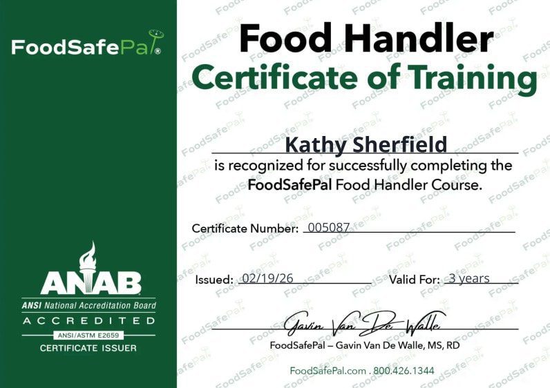 image of Food Handler Certificate of Training